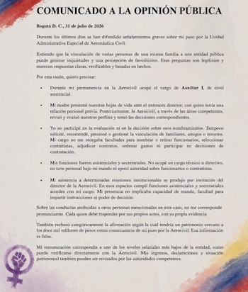 La activista digital, de 20 años, sostuvo que sus funciones fueron de apoyo y que no desempeñó un cargo técnico ni directivo - crédito @gabrielaa.muol/X