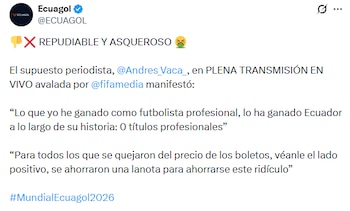 Medios y cuentas deportivas de Ecuador calificaron las palabras de Vaca como “repudiables” y “asquerosas”, cuestionando su profesionalidad. (X/ @ECUAGOL)