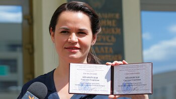 La candidata opositora Svetlana Tikhanovskaya