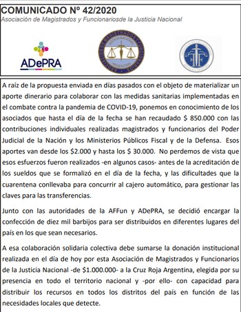 Comunicado de AMFJN, AFFUN y