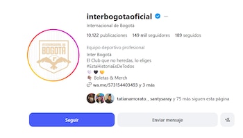 La cuenta en Instagram de Internacional de Bogotá - crédito @interbogotaoficial/Instagram