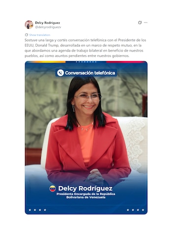 Delcy Rodríguez confirmó en sus