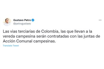 Trino Gustavo Petro sobre vías terciarias
