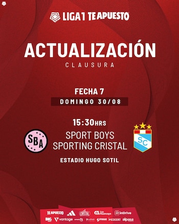 Programación de Sporting Cristal vs Sport Boys por el Torneo Clausura 2026.