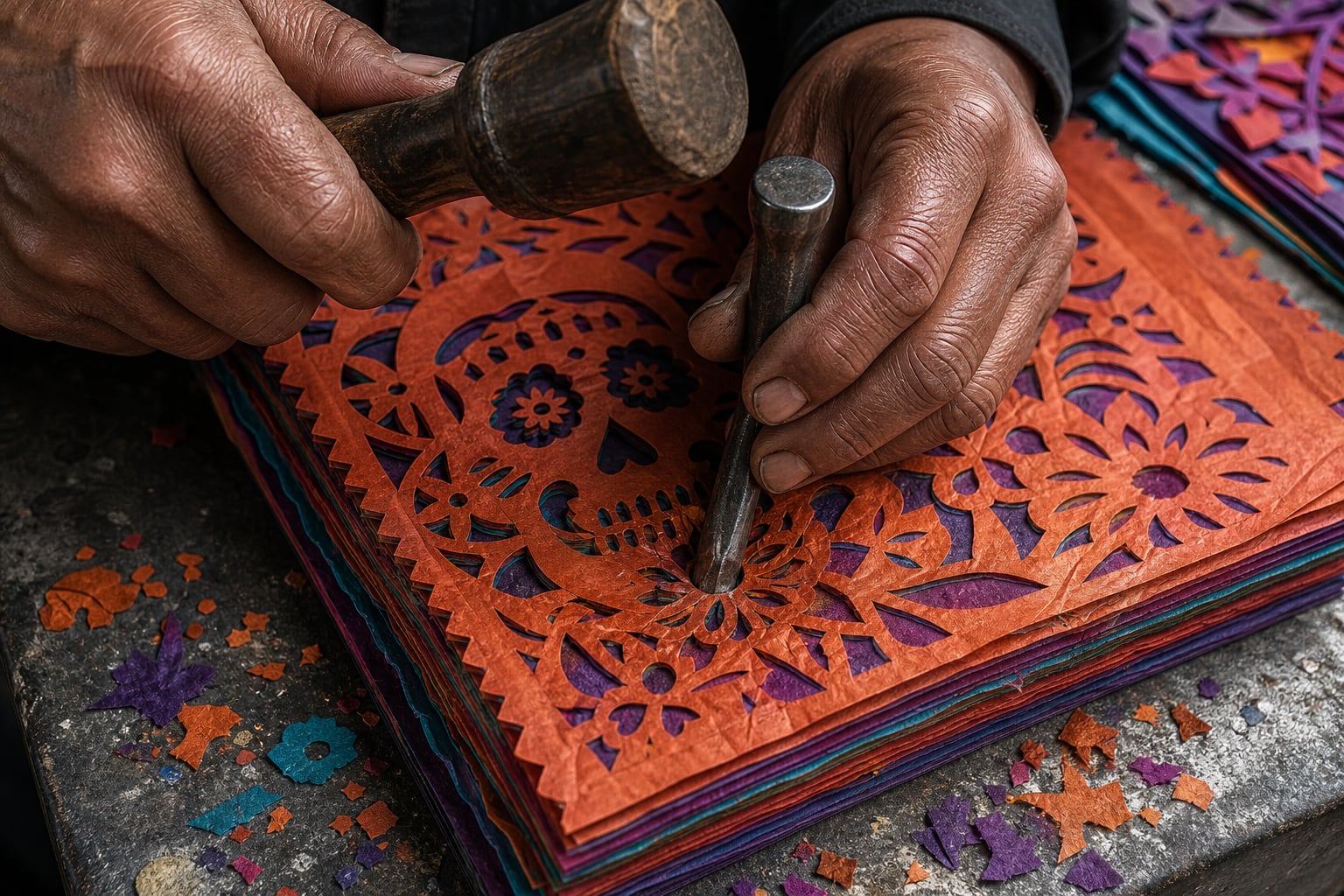 El papel picado artesanal conserva técnicas que conectan el presente con las ofrendas mesoamericanas.(Imagen Ilustrativa Infobae)