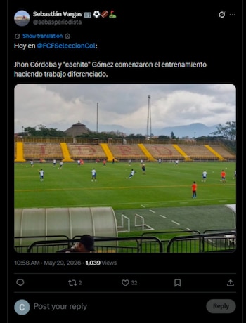 El comunicador entregó la novedad de que el delantero del Krasnodar de Rusia, y el atacante del Vasco da Gama trabajaron diferenciado en el estadio Metropolitano de Techo-crédito @sebasperiodista/X