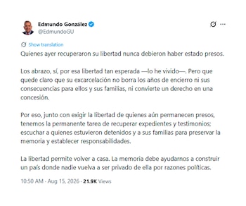 Edmundo González Urrutia tuit