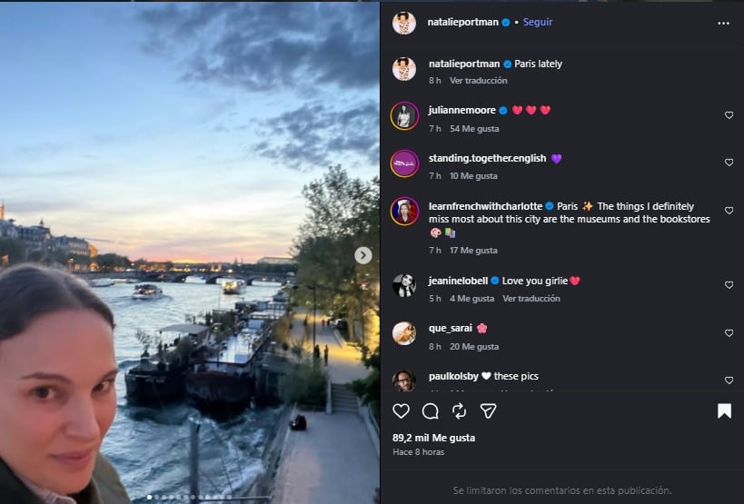 Natalie Portman compartió fotografías de su vida en Paris. (Instagram)