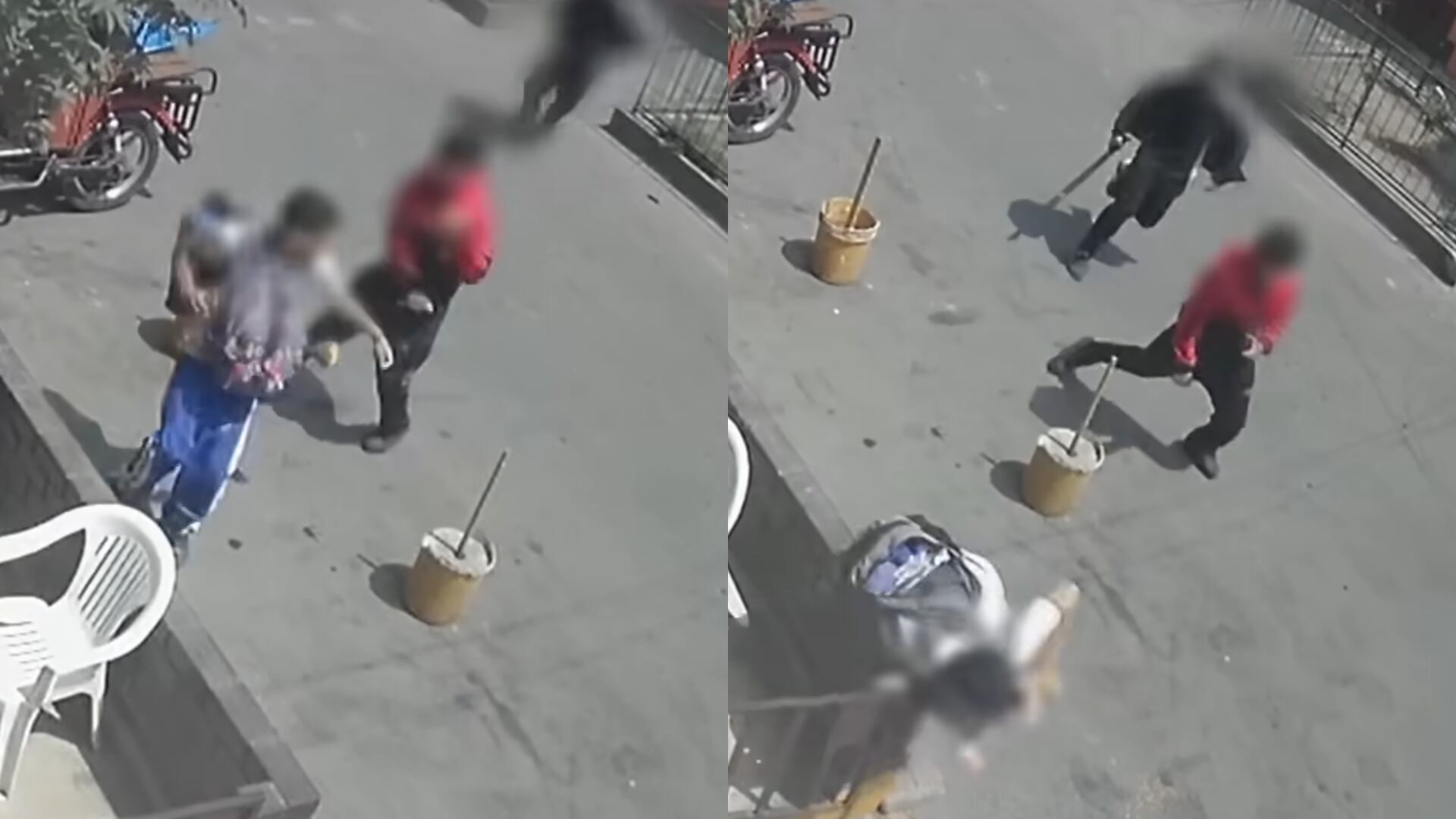 Cámaras de seguridad captan el momento exacto en que un adolescente de 16 años es atacado con un machete por un grupo de estudiantes a la salida del colegio Julio C. Tello en Ate, Lima. (Composición: Infobae Perú)