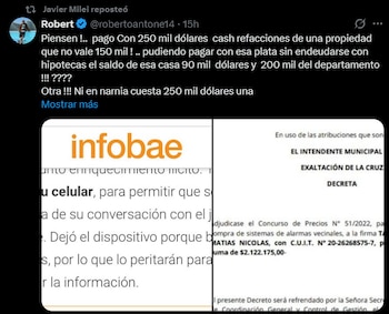 El tuit con el que Javier Milei volvió a apuntar contra la explicación del contratista de Adorni