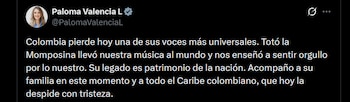 Paloma Valencia - crédito @PalomaValenciaL/X