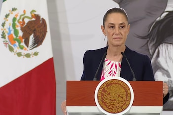 La presidenta Claudia Sheinbaum durante 'La Mañanera' de este lunes 6 de abril. (Crédito: captura de pantalla Gobierno de México)