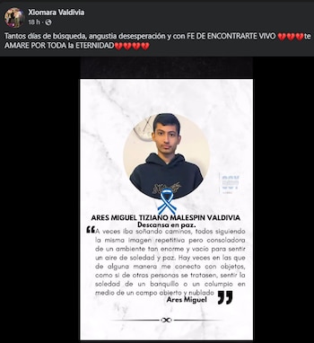 "Te amaré por toda la eternidad": El desgarrador mensaje de despedida de Xiomara Valdivia en sus redes sociales tras confirmarse el hallazgo de su hijo.
