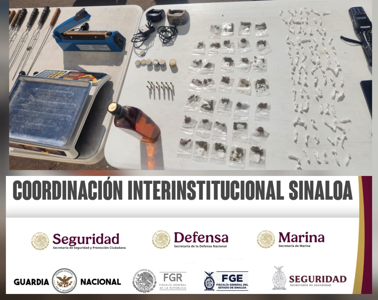 Drogas y otros objetos decomisados en el Penal de Aguaruto.Crédito: SSP Sinaloa