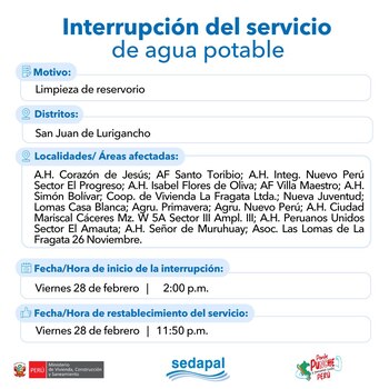 Corte de agua se realizará