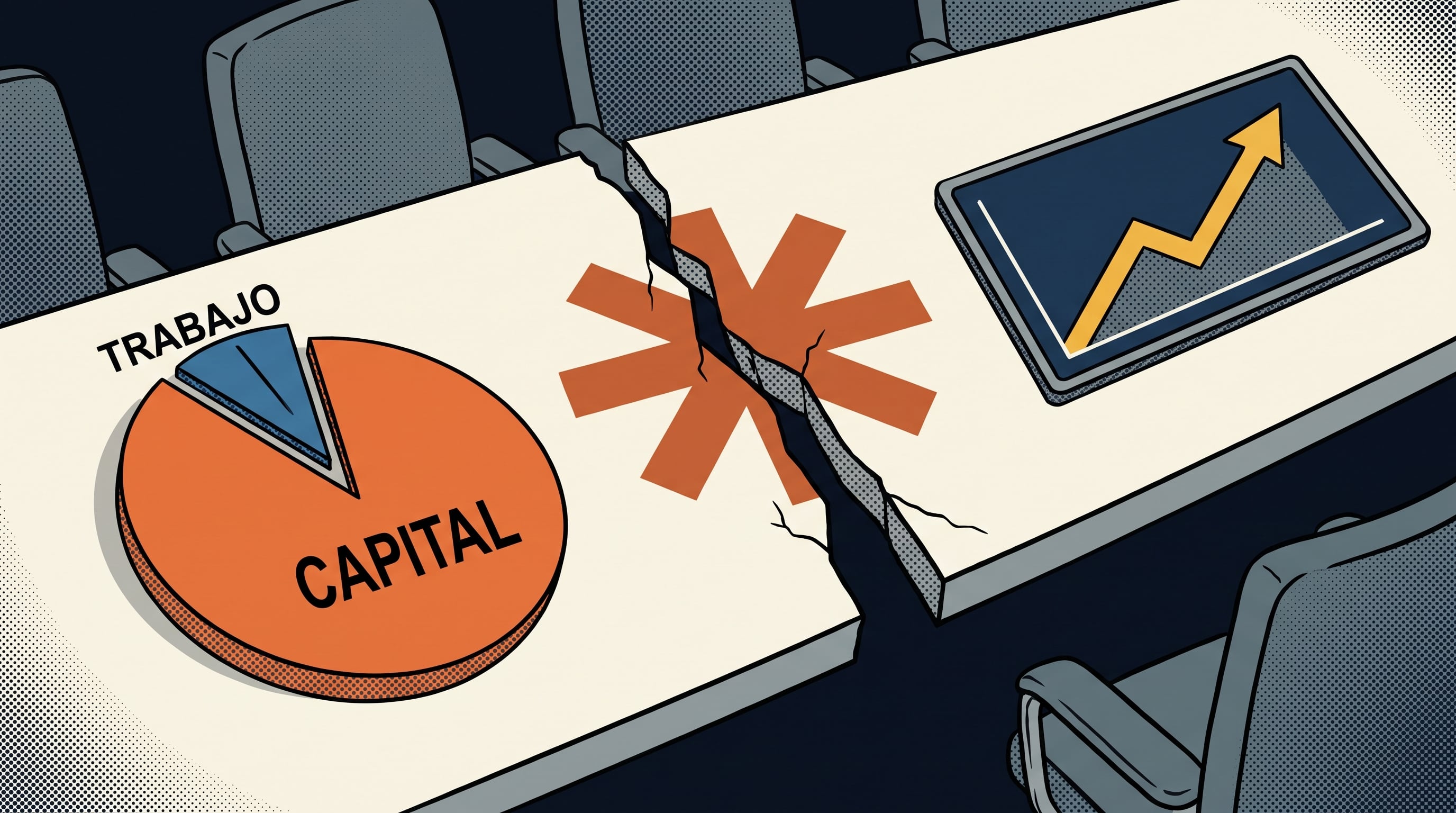 Sin necesidad de ir al caso extremo, el escenario intermedio proyecta que la participación del trabajo en la economía caiga del 60% al 56%, una transferencia hacia el capital equivalente a cuatro décadas de historia reciente en EE. UU.. (Imagen Ilustrativa Infobae)