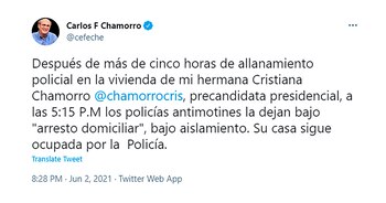 El tuit del periodista Carlos