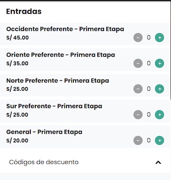Precios de entradas