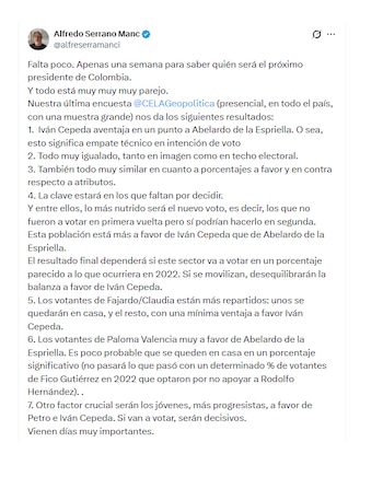 Alfredo Serrano, de Celag, sobre resultados de la reciente encuesta