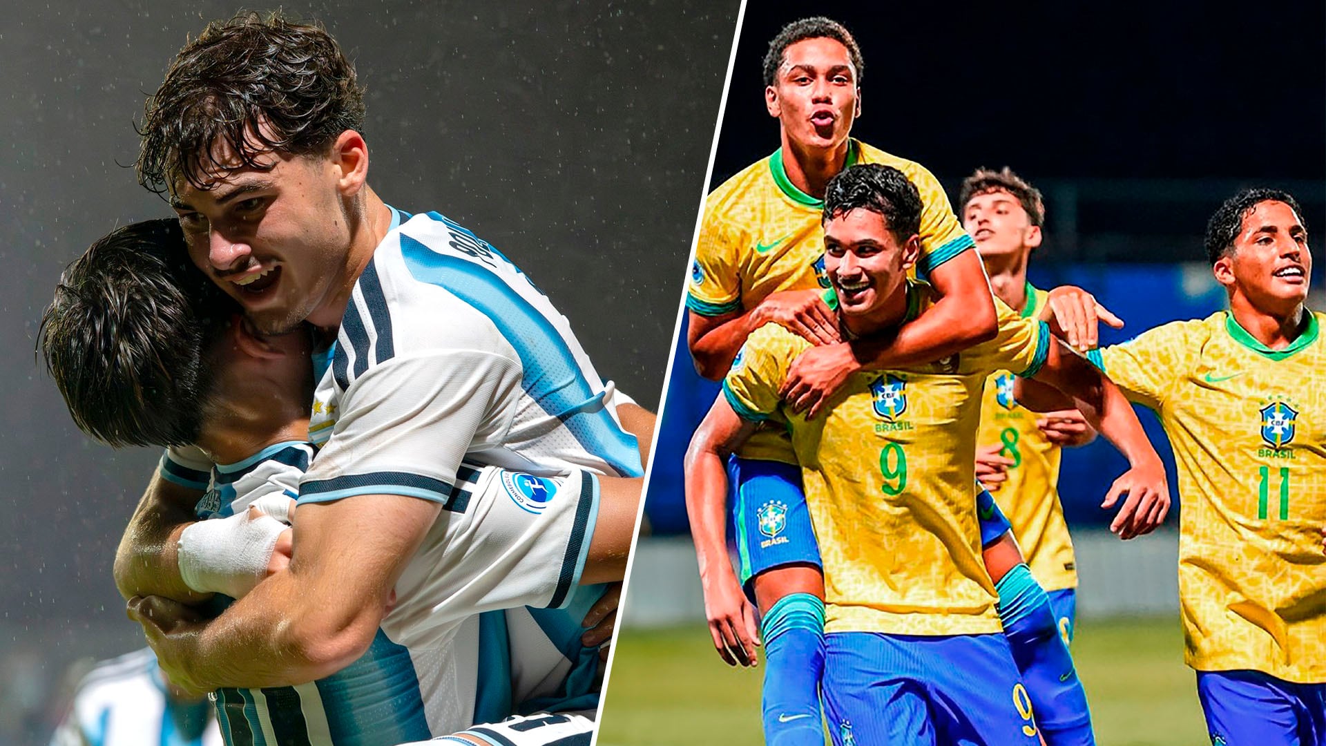 Jugadores de Argentina y Brasil Sub 17 celebran con euforia en imágenes que anticipan la intensidad del clásico juvenil sudamericano.