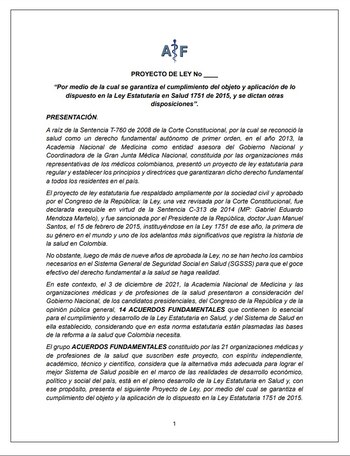 El texto mantiene el actual sistema de aseguramiento mixto - crédito Academia Nacional de Medicina