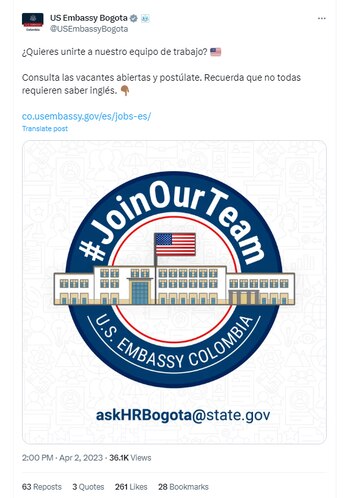 Tuit de la Embajada de