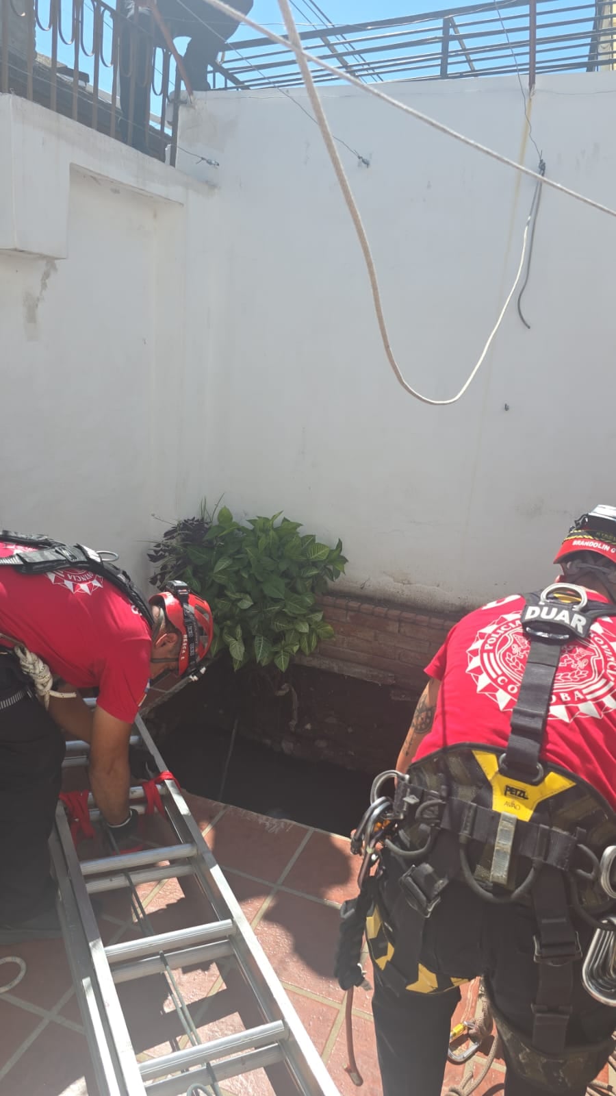 El rescate en Córdoba implicó el trabajo conjunto de Bomberos, DUAR y personal médico especializado para asistir a la víctima