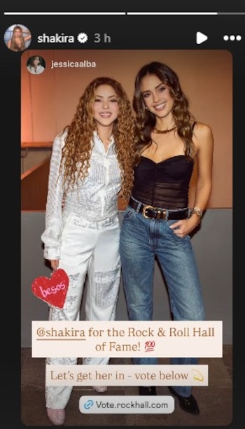 Jessica Alba hizo campaña para que Shakira ingrese al Salón de la Fama del Rock & Roll - crédito @shakira/Instagram
