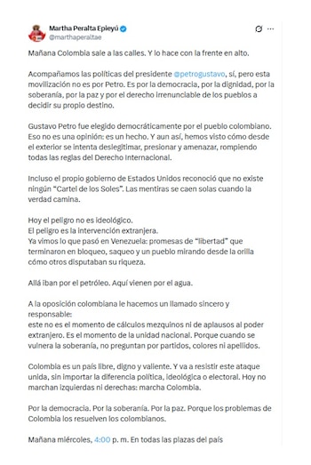 Con este mensaje, la senadora