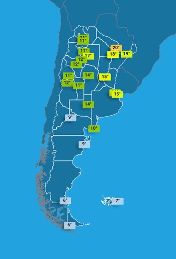 La temperatura en el país
