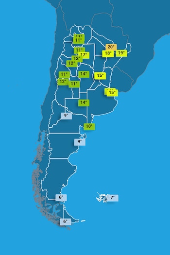 La temperatura en el país
