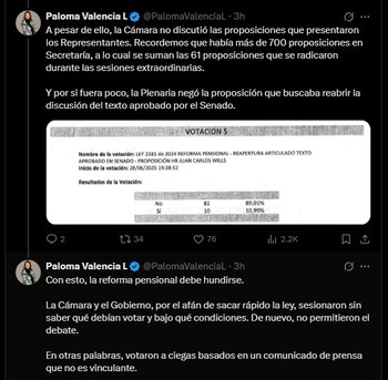 Paloma Valencia sobre la reforma