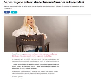 comunicado telefe entrevista susana milei