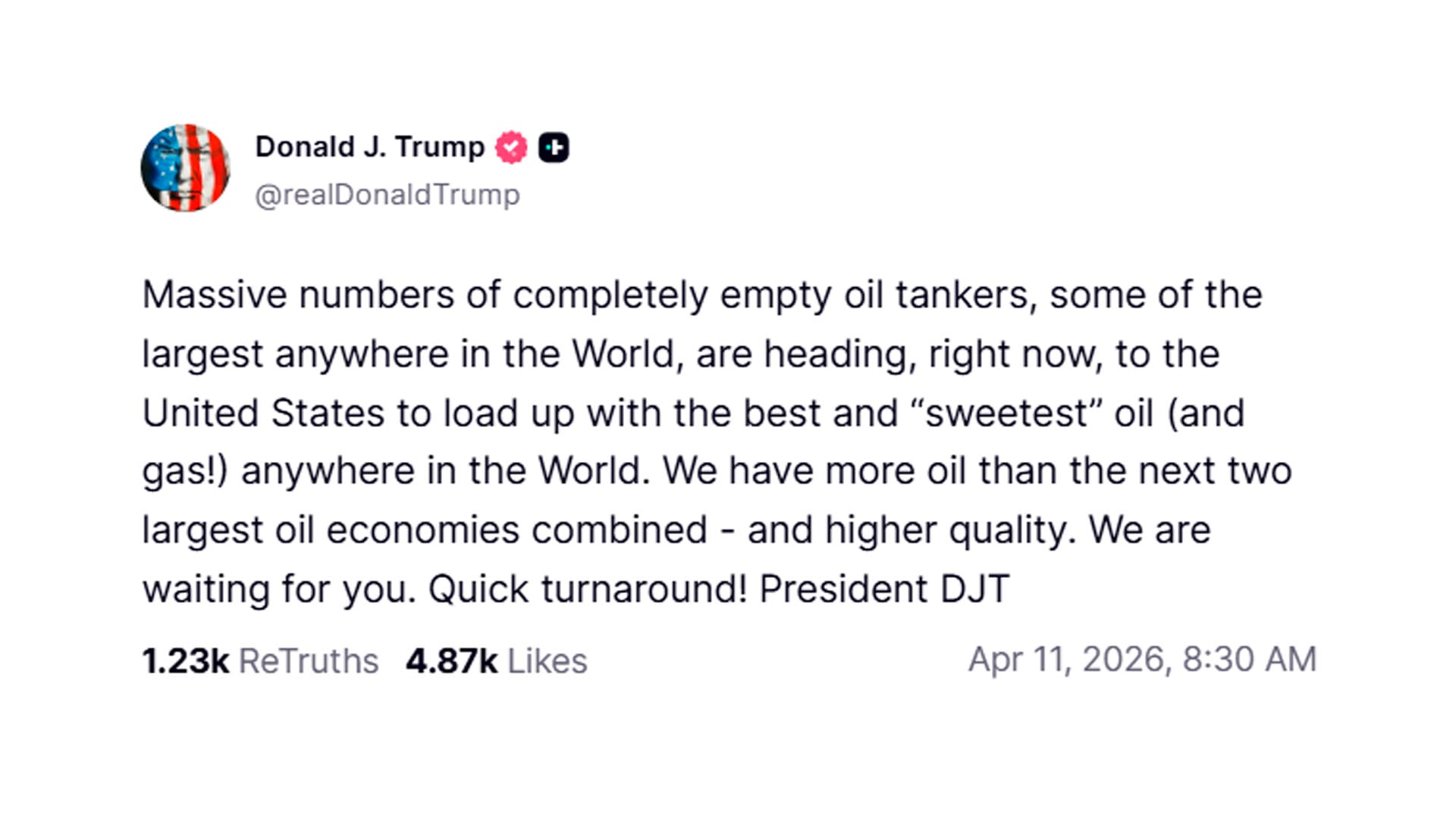 El mensaje de Donald Trump