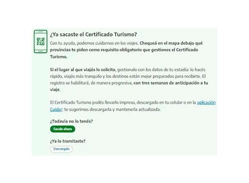 El Certificado Turismo es requerido