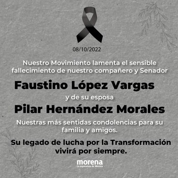 Morena lamentó el sensible fallecimiento