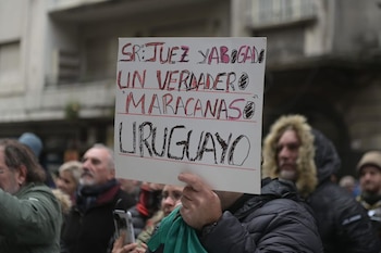 Manifestación antivacunas en Uruguay.
