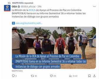 OEA pide al Gobierno retomar