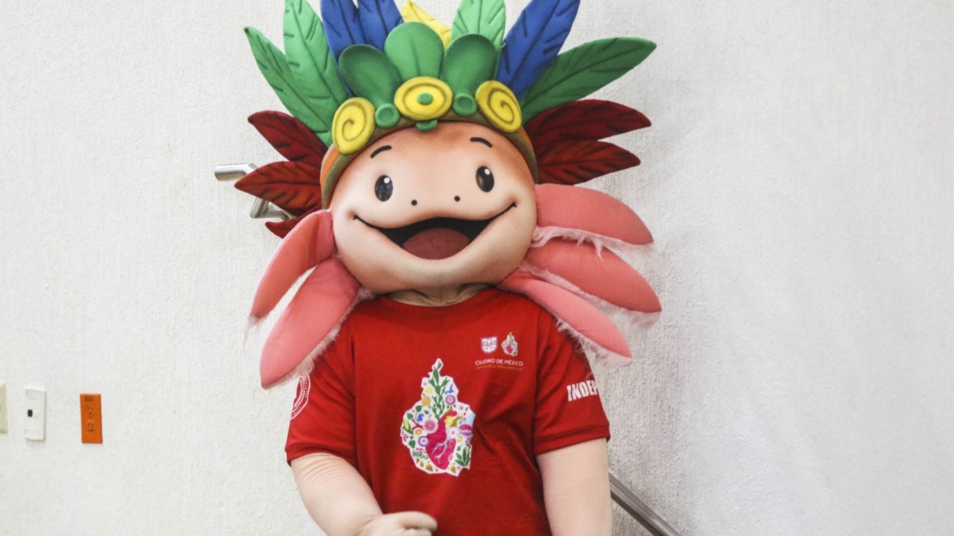1. El ajolote rosa con penacho mexica y camiseta número 10 es la mascota oficial de la Ciudad de México, creada por la administración de Clara Brugada; Zayu, Maple y Clutch son las tres mascotas que la FIFA autorizó para el Mundial 2026 y con las que no debe confundirse. FOTO: VICTORIA VALTIERRA/CUARTOSCURO.COM