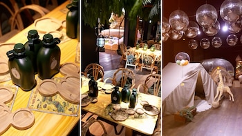 Con una temática de safari, Leandro Paredes y Camila Galante celebraron el primer año de su hijo Lautaro