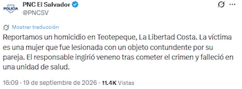 La PNC informó que la víctima sufrió lesiones con un objeto contundente en el distrito de Teotepeque. (Cortesía: Policía Nacional Civil)