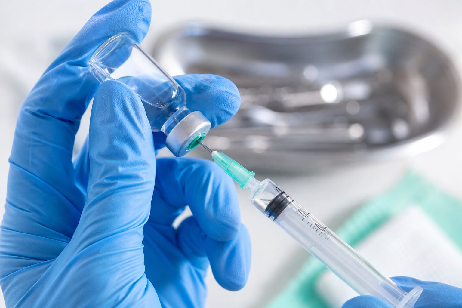 Un profesional sanitario extrae el contenido de un frasco ampolla con una jeringa durante un proceso de vacunación. (Imagen Ilustrativa Infobae)