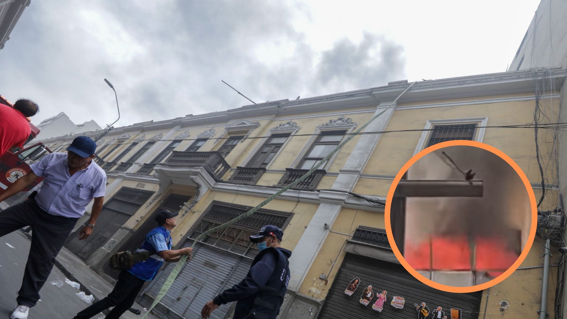 El fuego afectó una vivienda multifamiliar que funcionaba como almacén, en la cuadra 7 del jirón Andahuaylas, cerca de Mesa Redonda y el Barrio Chino. Composición: Infobae
