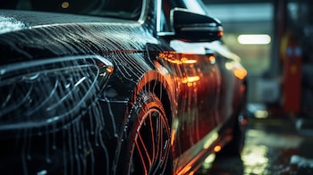 Captura refrescante: un auto recibe un baño rejuvenecedor en un lavadero, destacando la esencia de la limpieza automotriz. La imagen subraya la necesidad de cuidar el vehículo. (Imagen Ilustrativa Infobae)