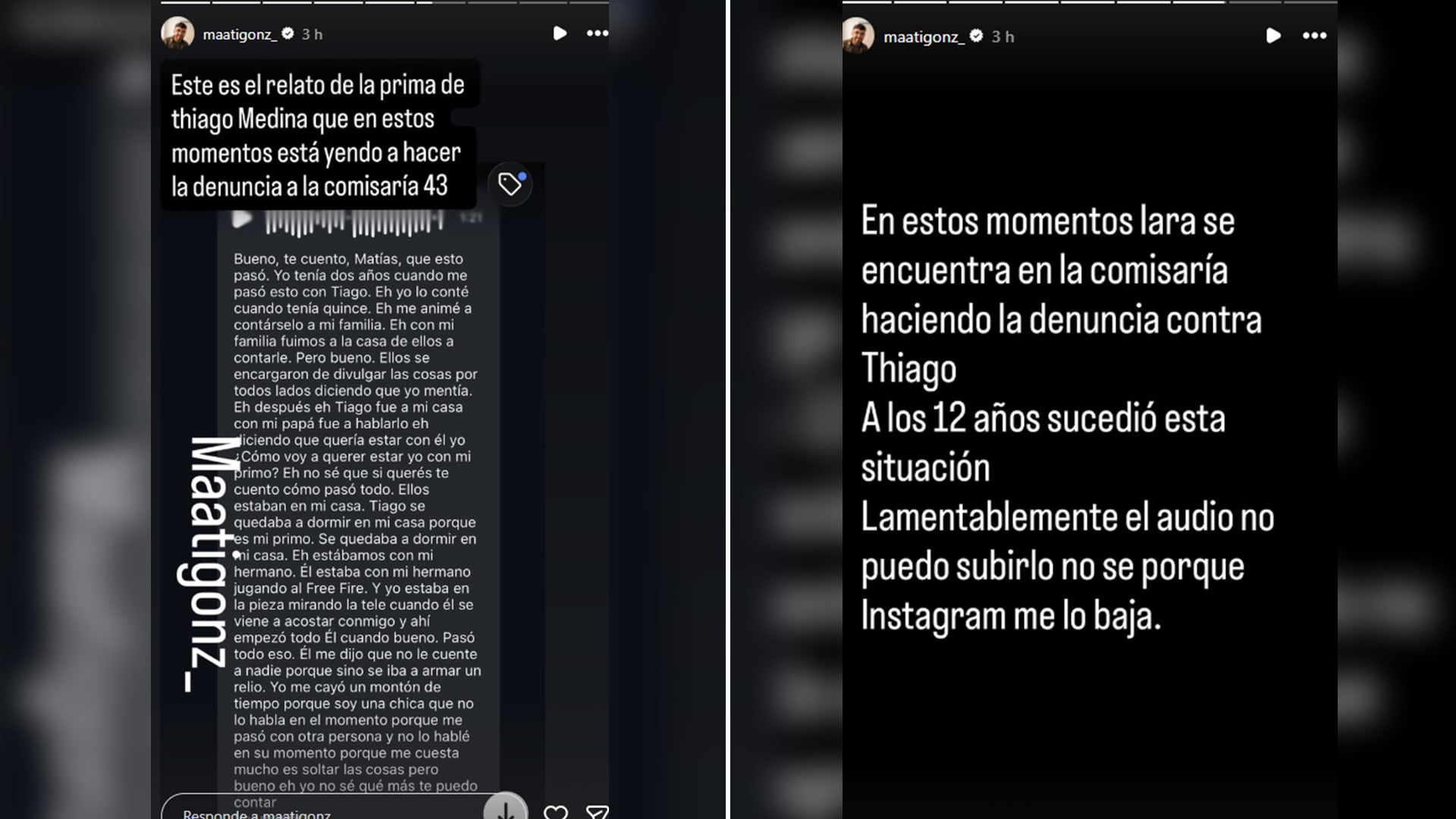 Lara Agustina Ledesma radicó la denuncia formal en el Centro de la Mujer y la Familia de Virrey del Pino, según fuentes policiales