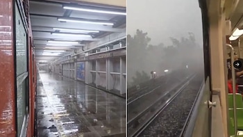 Línea 9 paralizada por lluvias