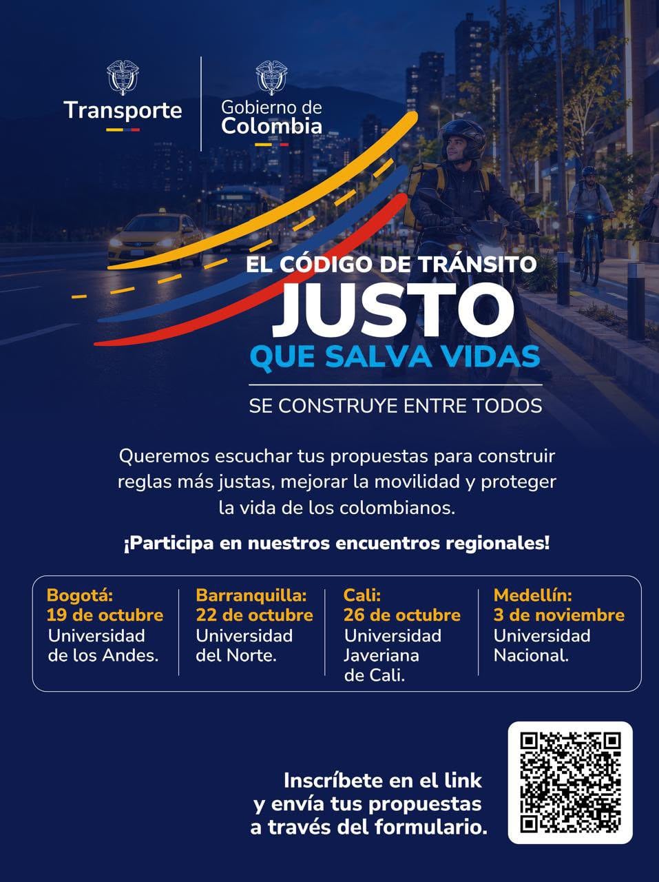 El Ministerio de Trasporte incluirá además de Bogotá, otras tres ciuades para las mesas de trabajo - crédito @mintransporteco/X