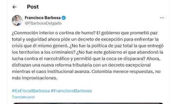Francisco Barbosa cuestionó si la