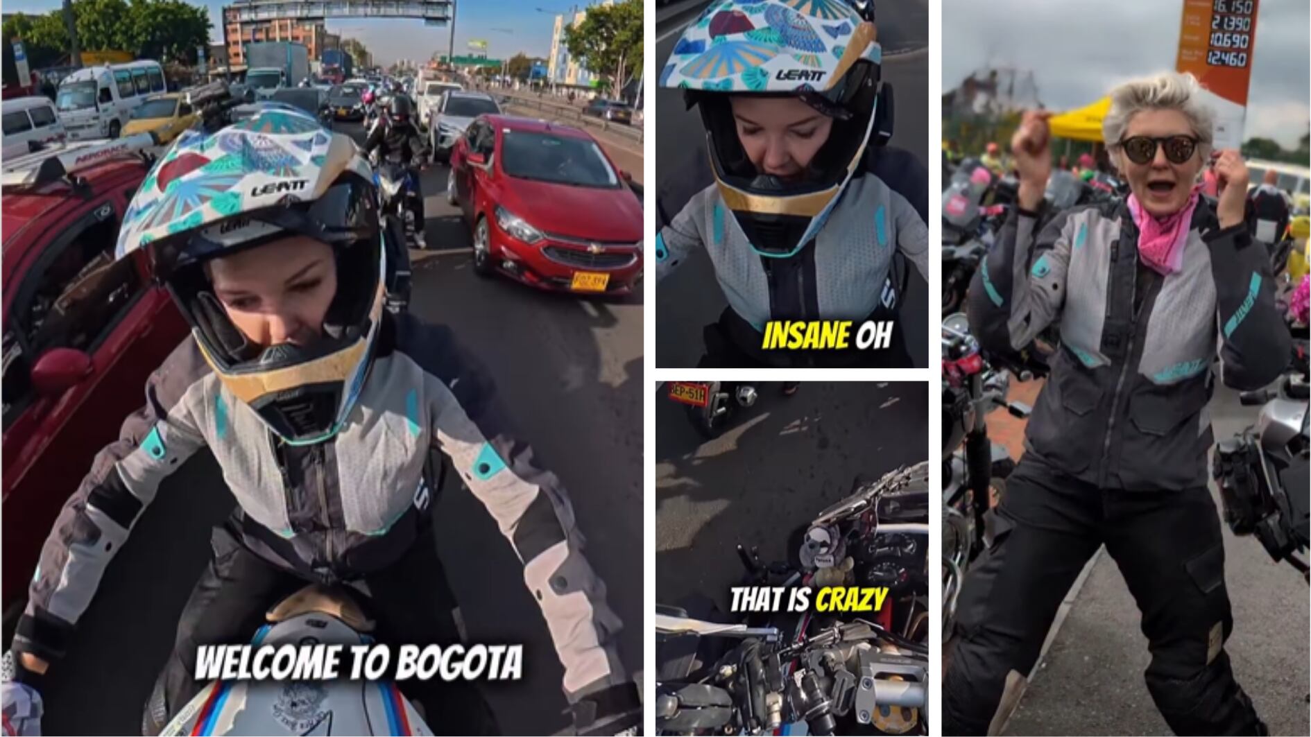 Motociclista europea que viajó por Latinoamérica reveló su experiencia manejando en Bogotá en plena hora pico: “Insane”