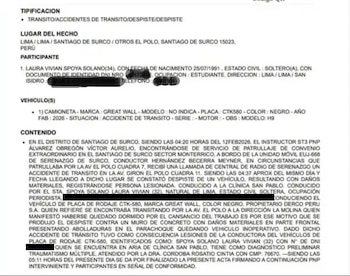 El parte policial detalla que